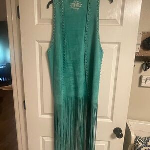 Crazy Train Teal Fringe Dress